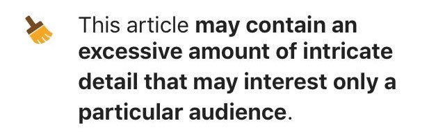 This article may contain an excessive amount of intricate detail that may interest only a particular audience.